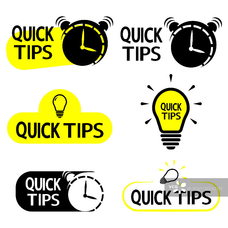 带快速提示的黄色灯泡图标图片素材