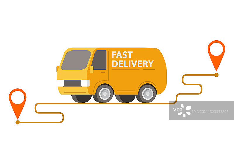 运送包裹的黄色货车图片素材