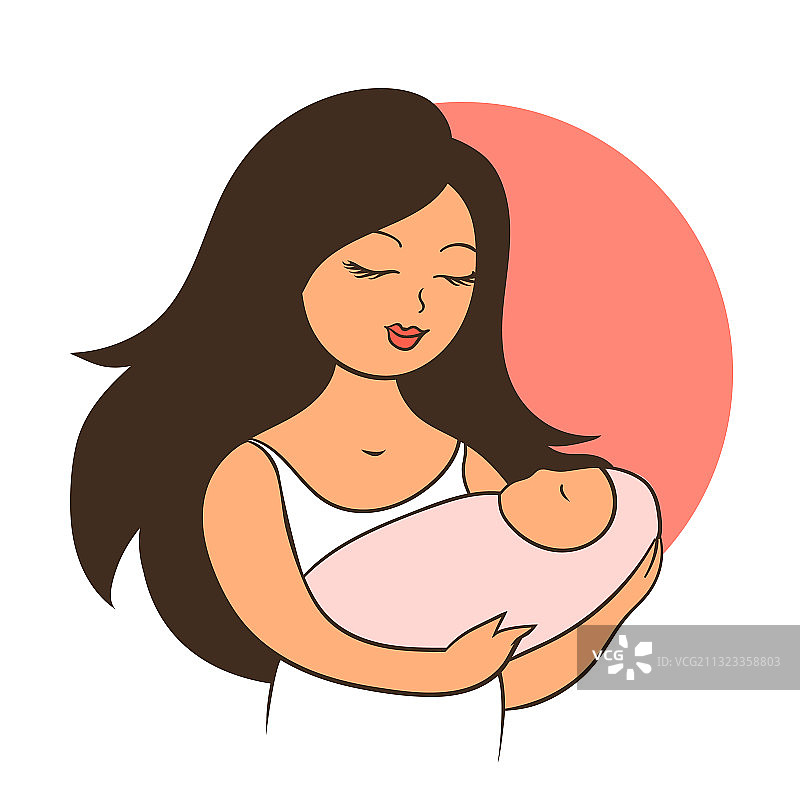 年轻的母亲抱着她的孩子图片素材