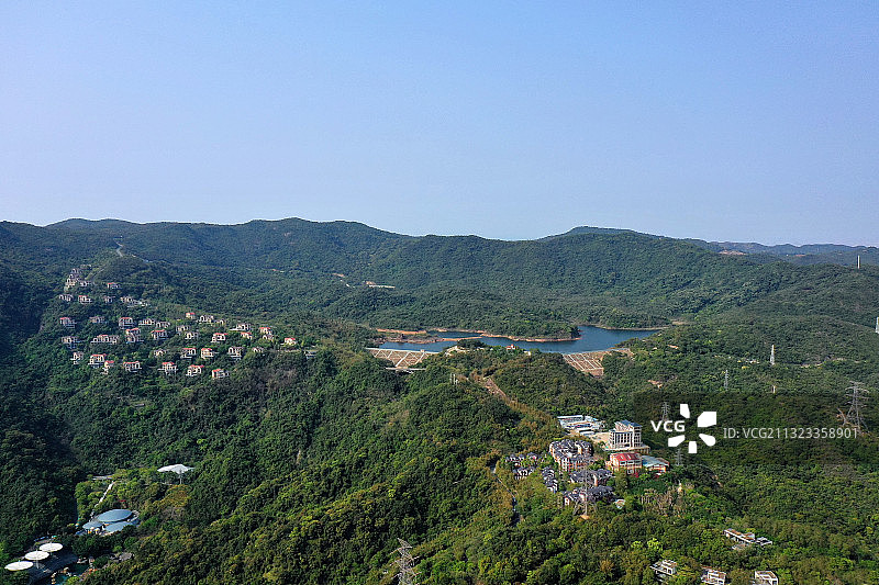 广东省深圳市盐田区东部华侨城大峡谷和大梅沙海滨公园航拍图片素材