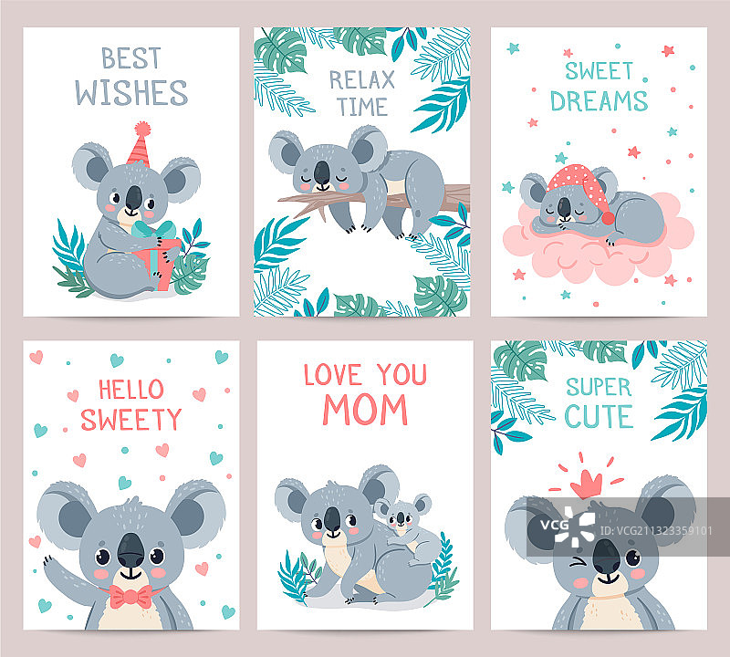 可爱的考拉海报和卡片图片素材