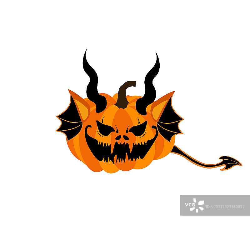 万圣节南瓜怪物带翅膀和角图片素材
