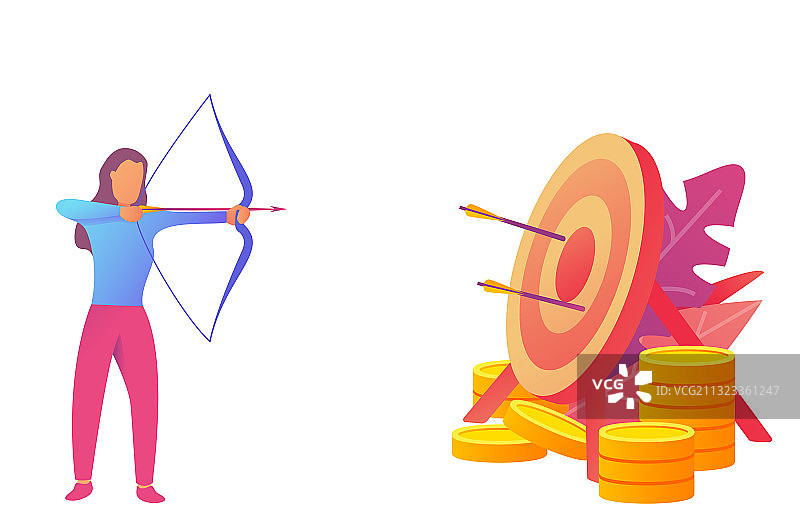 商务女性用箭瞄准目标图片素材