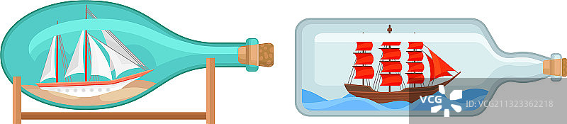 玻璃瓶中的船舶和船只图片素材