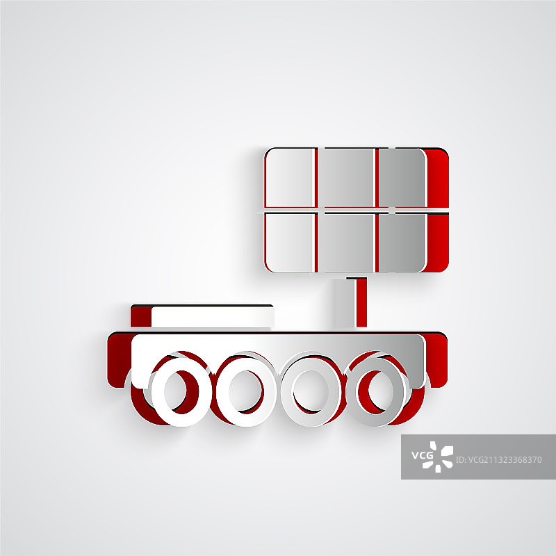 灰色背景上的纸雕火星探测器图标图片素材