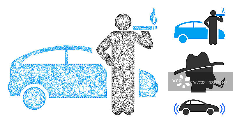 多边形网格的出租车司机图片素材