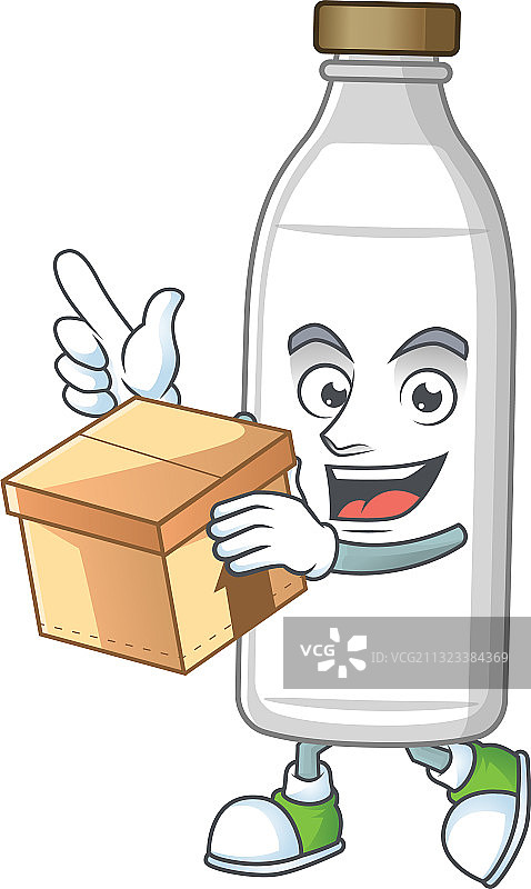 带礼品盒的卡通牛奶瓶设计图片素材