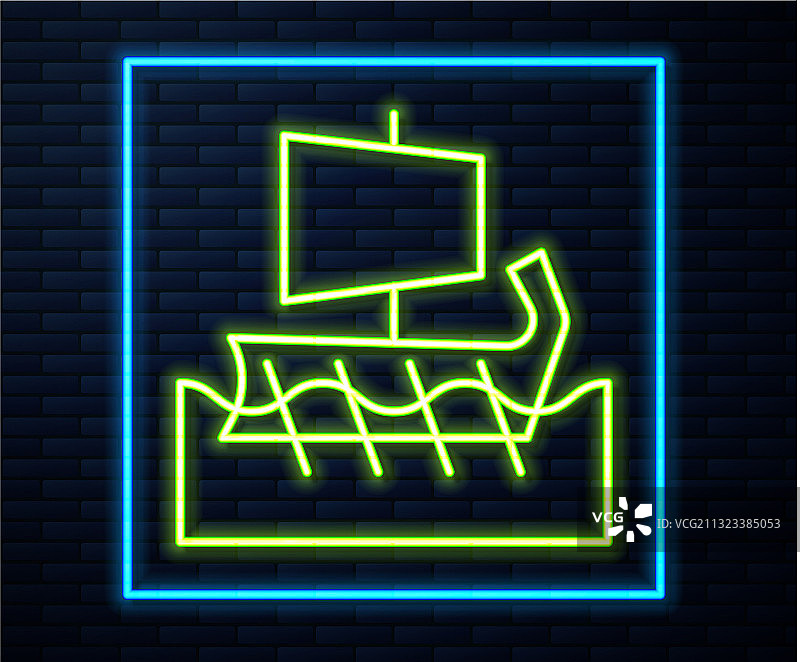 发光霓虹灯线条古希腊三列桨战舰图标图片素材