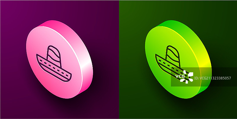 2.5D线条传统墨西哥阔边帽图片素材