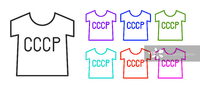 白色背景上的黑色线条苏联T恤图标图片素材