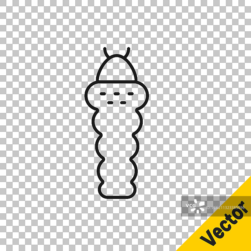 黑色线条昆虫幼虫图标图片素材