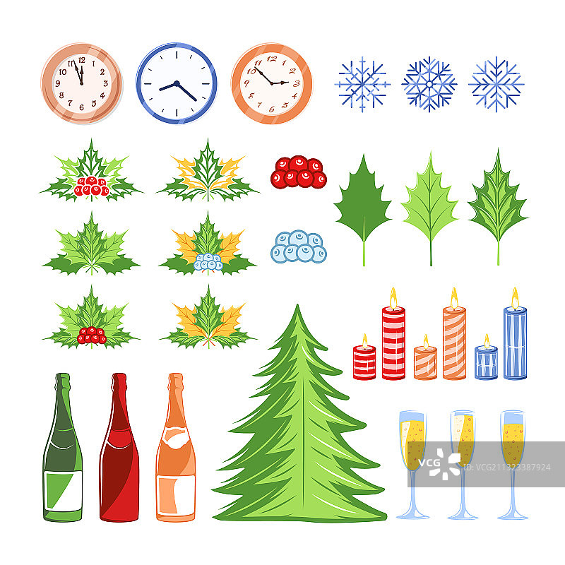 白色背景上的圣诞节元素图片素材