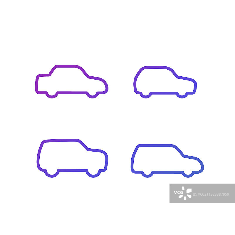 轿车掀背车SUV和小型货车线条图标图片素材