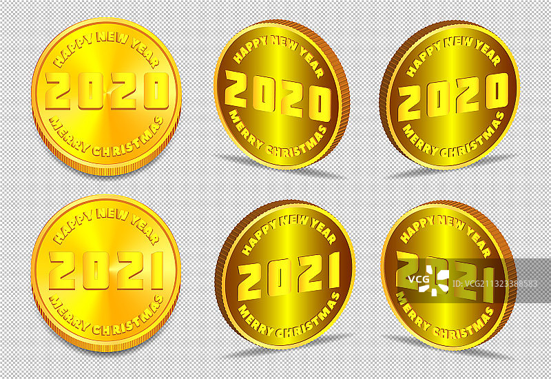 新年主题3D金色代币图片素材