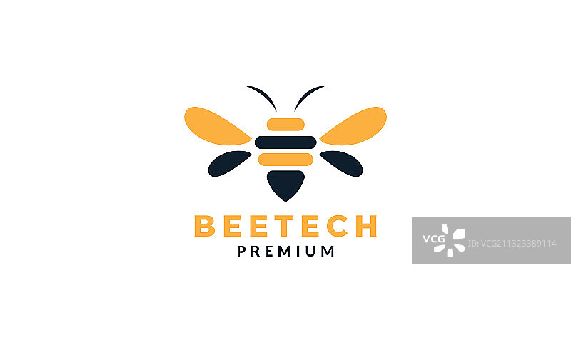 带有圆形蜂巢的蜜蜂logo设计图片素材