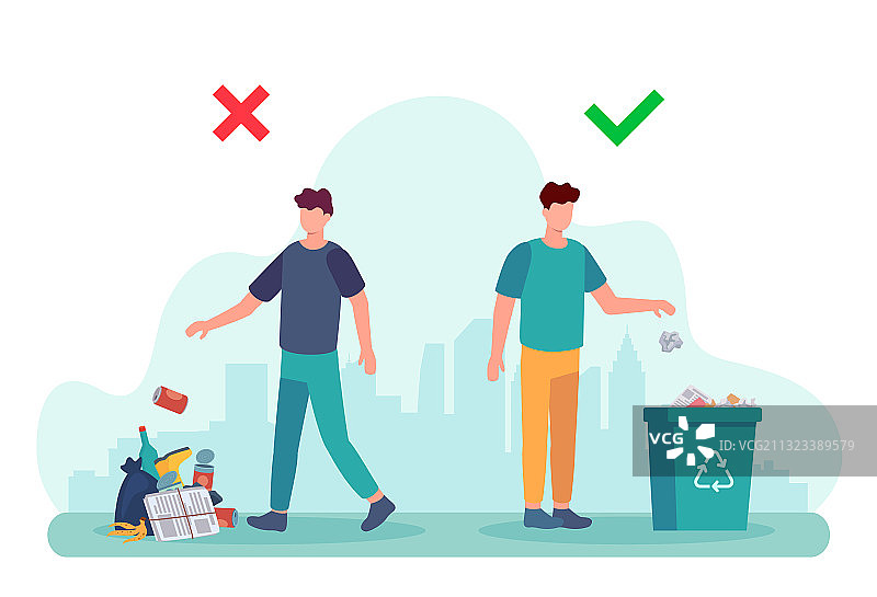 乱扔垃圾行为信息图图片素材