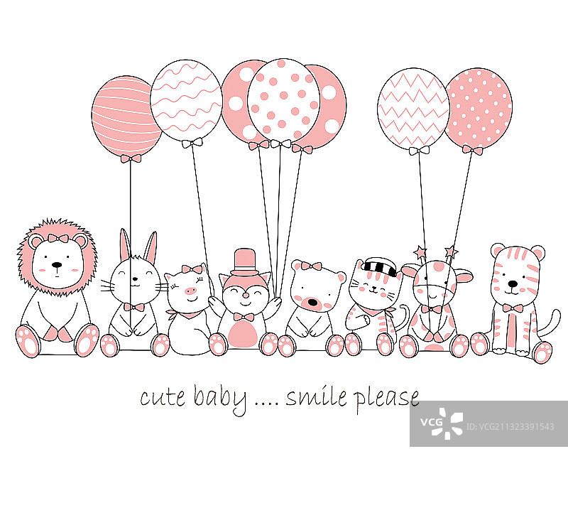 手绘风格白色可爱动物卡通图片素材