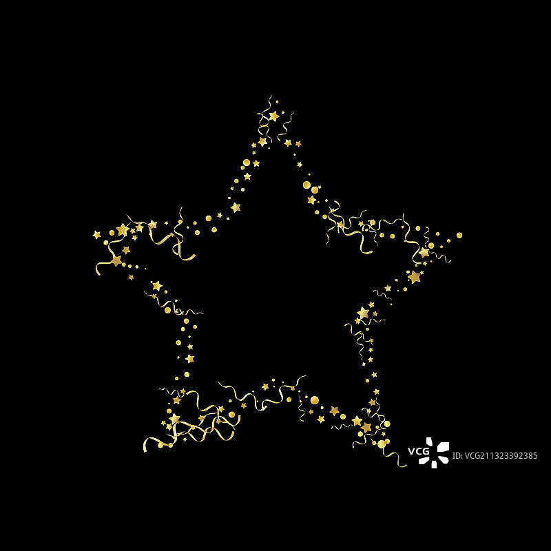 金色纸屑快乐黑色背景图片素材