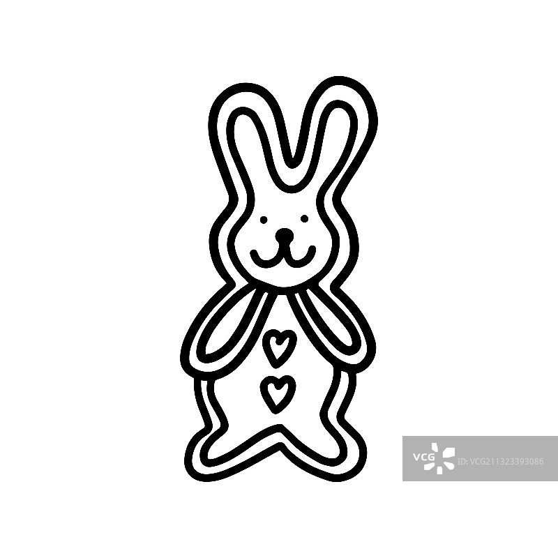 姜饼野兔涂鸦风格图片素材