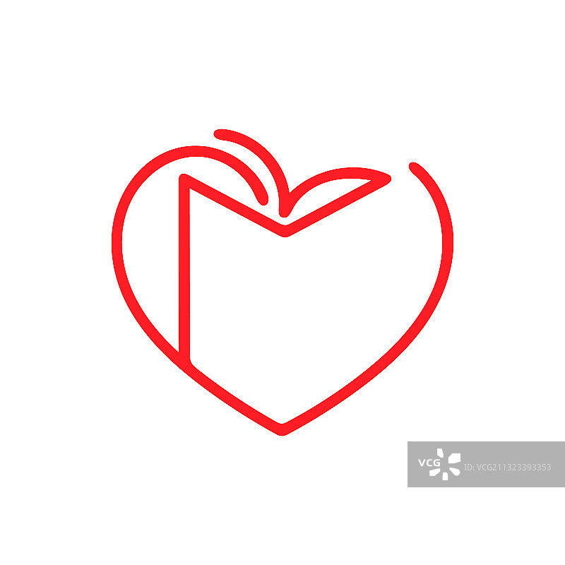 书籍和心形符号白色背景图片素材