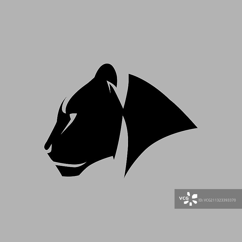 灰色背景上的黑色黑豹头像标志图片素材