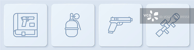 线条书本手枪或枪支手图片素材