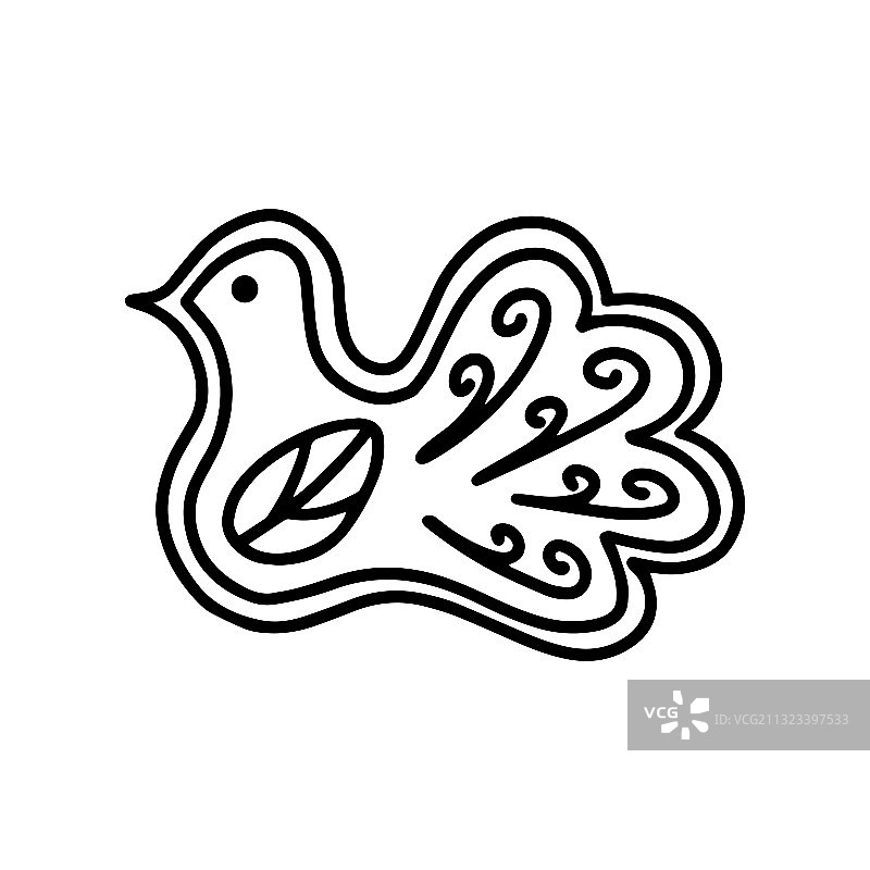 手绘涂鸦风格的姜饼鸟图片素材