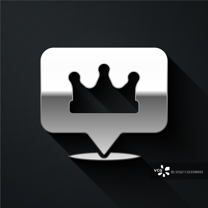 黑色背景上隔离的银色定位皇冠图标图片素材