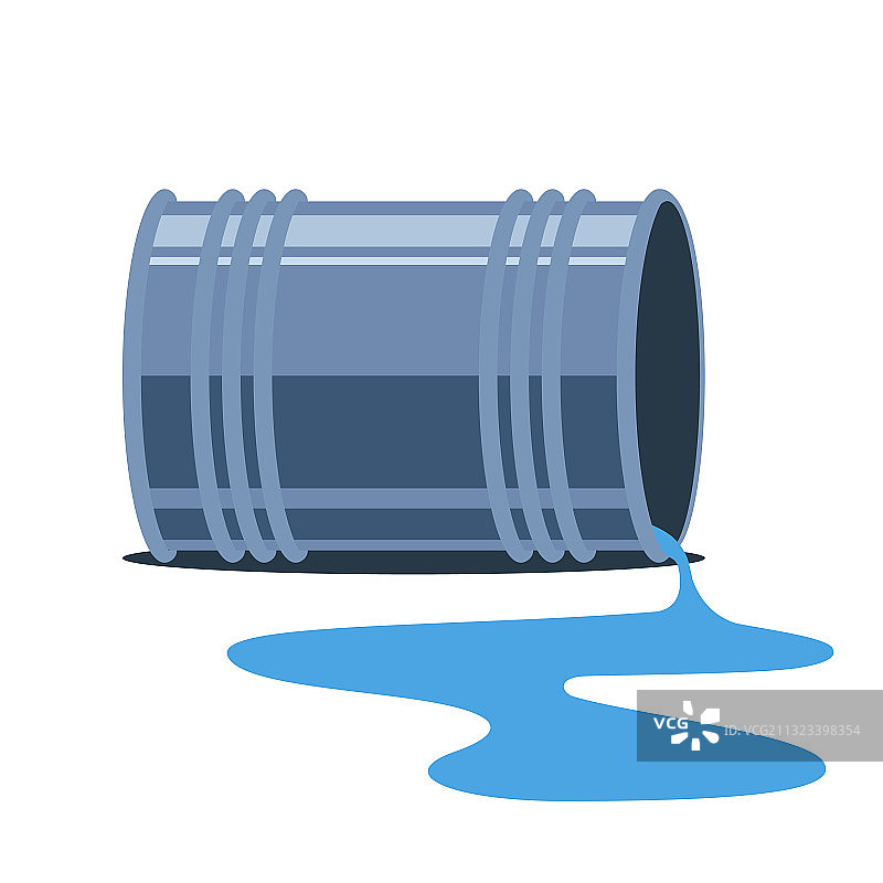 铁桶倒地，水洒在地上图片素材