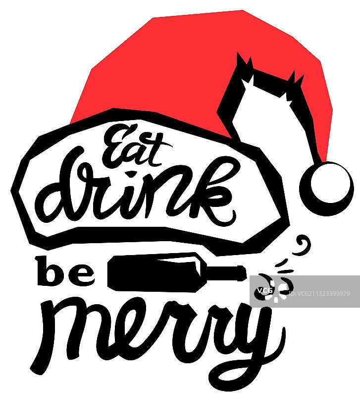 圣诞快乐文字，圣诞老人醉酒饮食图片素材