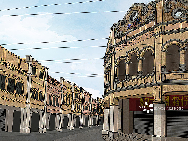 广东骑楼建筑图片素材