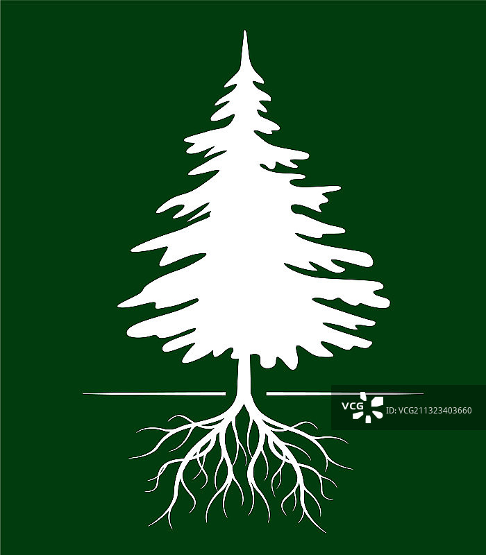 绿色背景上的白色圣诞树图片素材