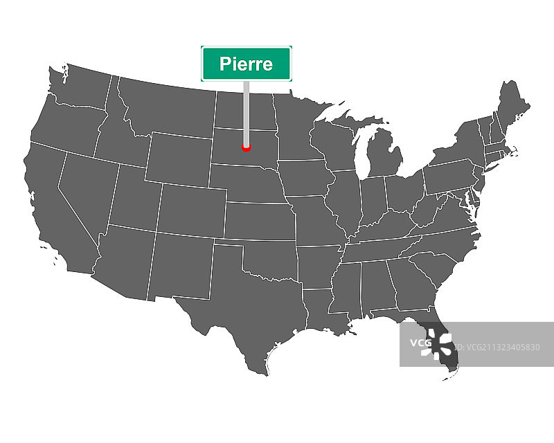美国皮埃尔市界标志和地图图片素材