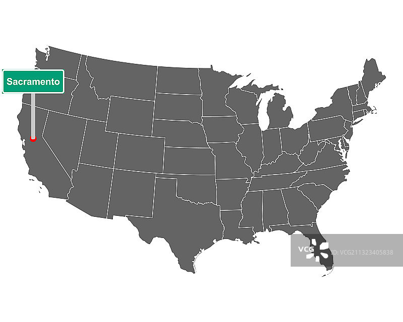 美国萨克拉门托市界标志牌和地图图片素材