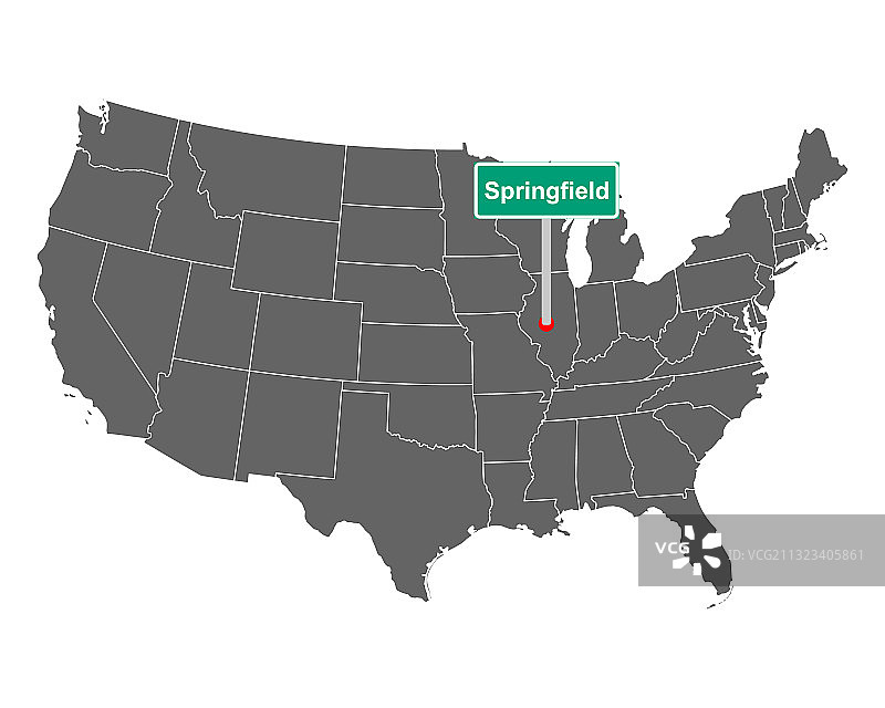 斯普林菲尔德城市界限标志和美国地图图片素材