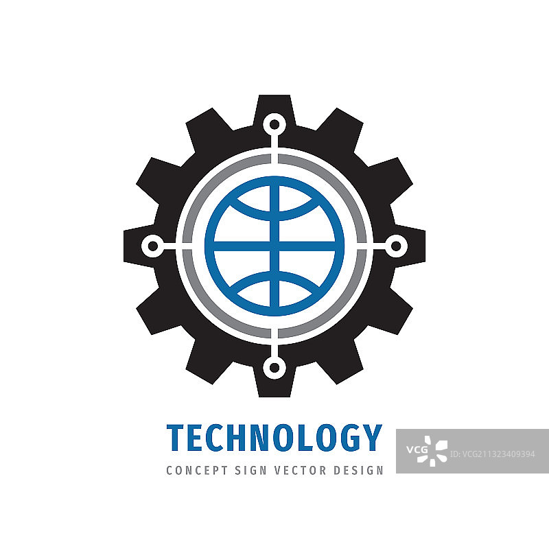 全球科技齿轮概念商业Logo模板图片素材