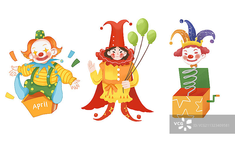 愚人节小丑插画元素图片素材