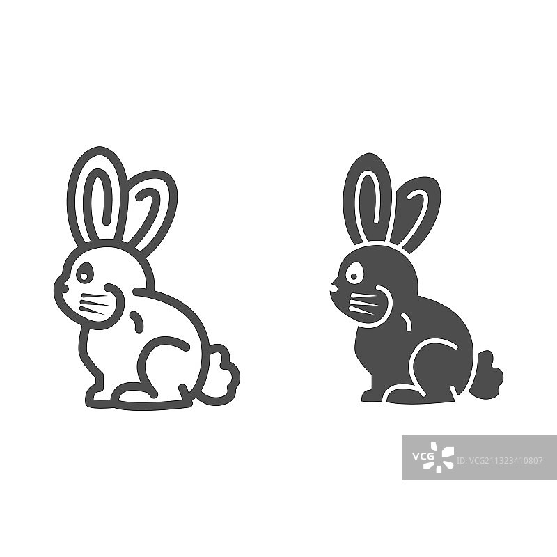 巧克力兔子线性和实心图标图片素材