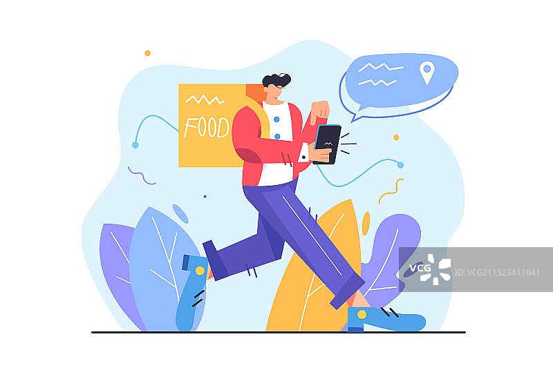 快递员为顾客送餐图片素材