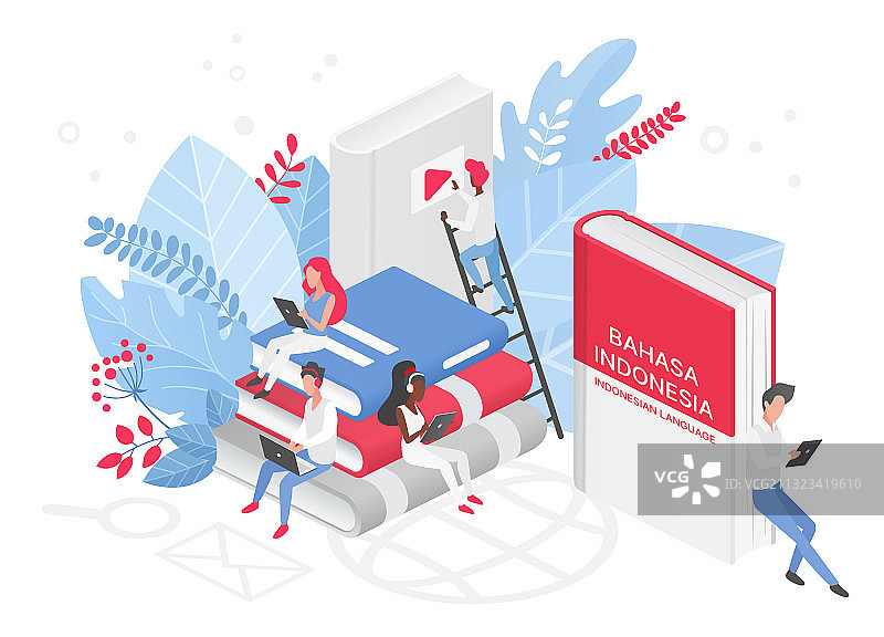 印尼语在线课程2.5D图片素材