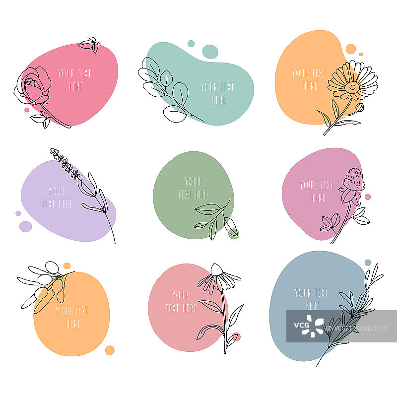 药用植物线条艺术轮廓图片素材