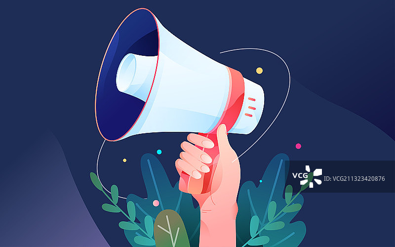 人物手拿着喇叭矢量插图图片素材