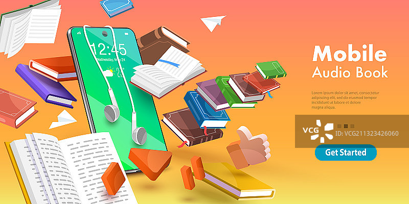 3D概念移动音频图片素材