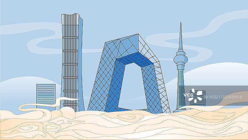 北京城市地标建筑矢量插画图片素材