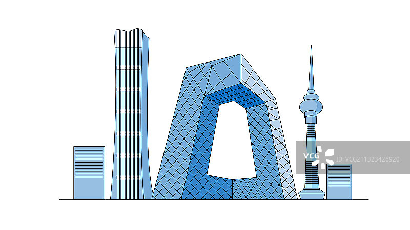 北京城市地标建筑矢量插画图片素材