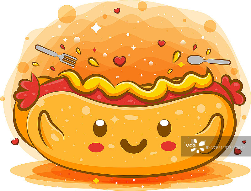 芥末可爱卡通热狗图片素材