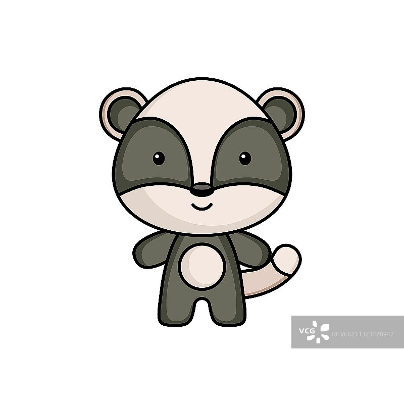 白色背景上的可爱卡通獾logo模板图片素材