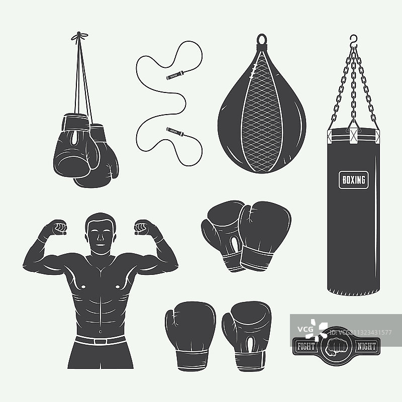 拳击和武术标志徽章标签图片素材