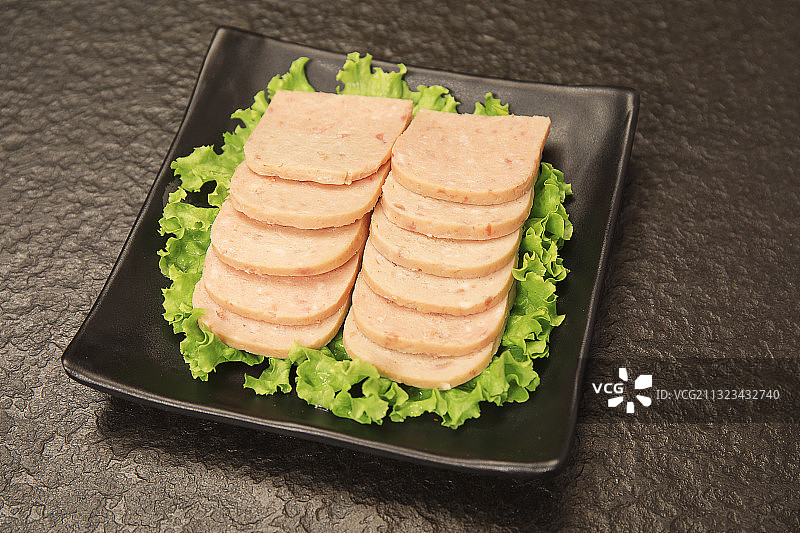 一盘午餐肉图片素材