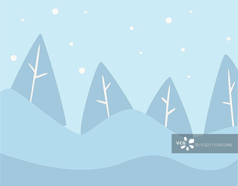 雪山松树冬季景观图片素材